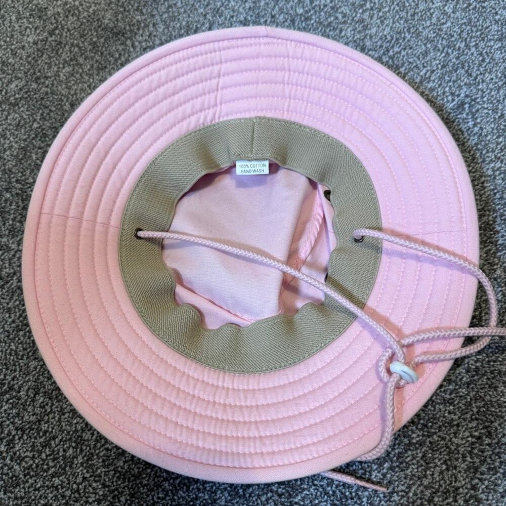 Sloggers Pink Cotton Wide Brim Sun Hat Bucket Garden Hat Chin Strap One Size - Picture 6 of 9